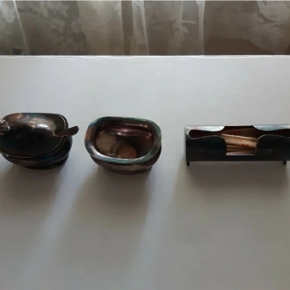 BSL lot of 3 silver plate england W25411, Sugar plate, toothpick holder and bowl - Picture 7 of 11